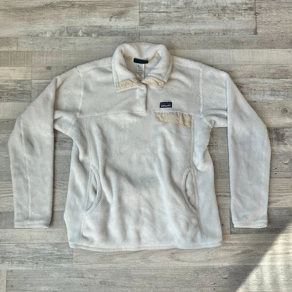 Patagonia raw linen color t-snap fleece pullover jacket womens large G47